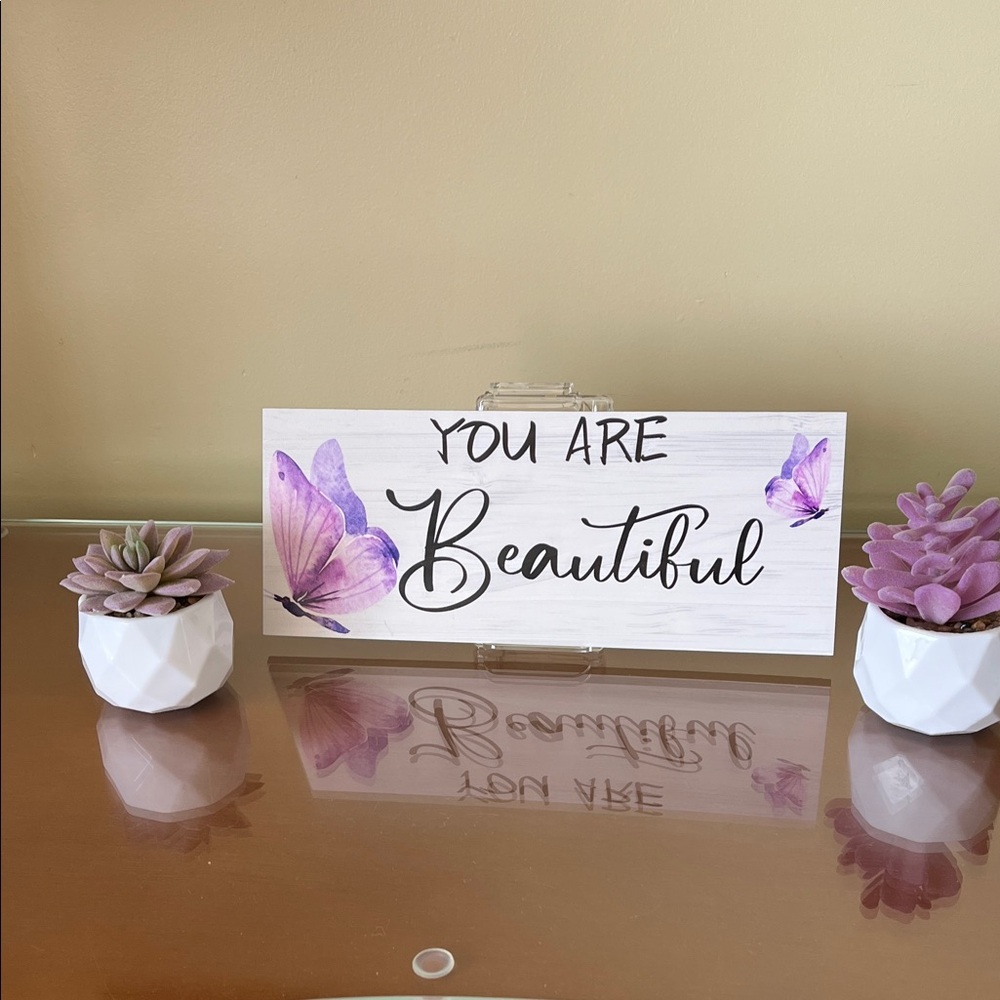 Decorative Sign with Purple Butterflies